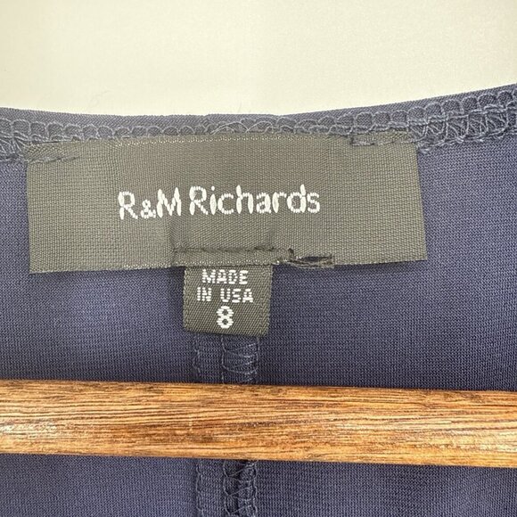 R&M Richards Womens Size 8 Navy Blue Floral Necklace Jacket & Dress Set Cocktail - Picture 5 of 12